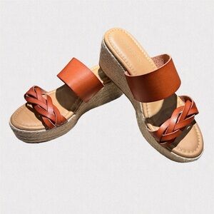 Lane Bryant Tan Espadrille Wedge Sandals Size 8 NWOT Braided Straps